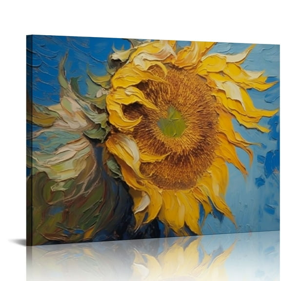 COMIO Sunflowers Floral Giclee Canvas Prints Wall Art by Vincent Van Gogh Famous Oil Paintings Reproduction Modern Stretched and Framed Artwork Flowers Pictures for Bedroom 20x16in