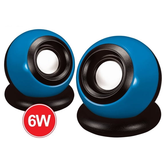 Escape Mini Stereo USB Speakers 2 Channel with Volume Control, Blue, (New) 1 Count