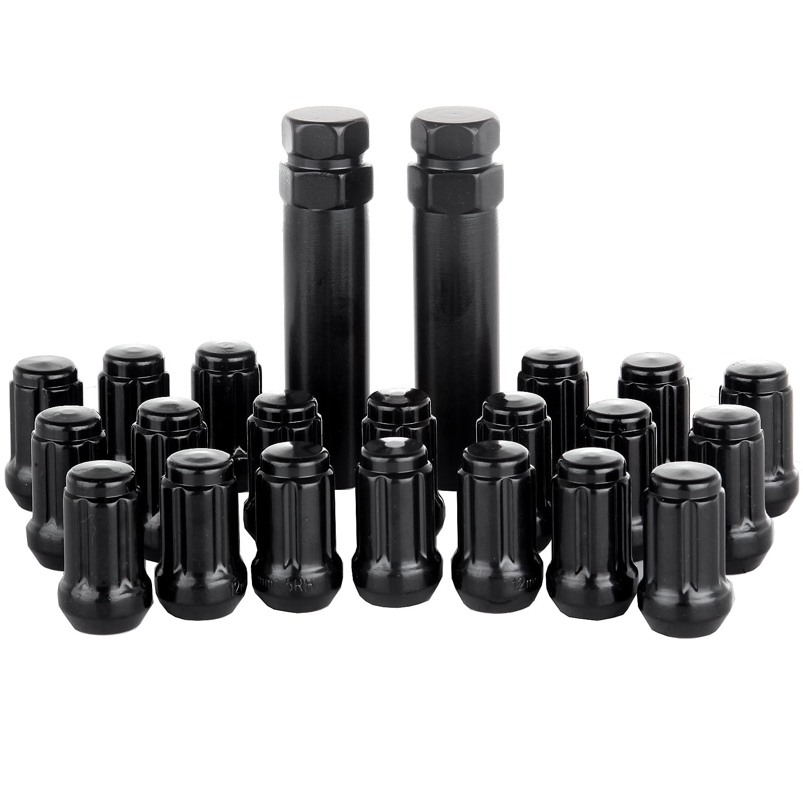 ECCPP 20 X Black M12x1.5 6 Spline Tuner Racing Lug Nuts + 2 Keys For 04-14 Acura TSX