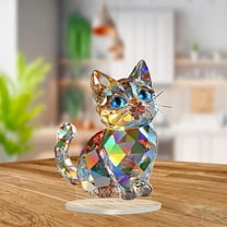 Xecvkr Colorful Cat Acrylic Desktop Decor Figurine Collection for Living Room Study Shelf Display Gift