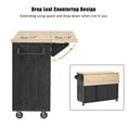thumbnail image 2 of Harper & Bright Designs Unique Kitchen Island with Drop Leaf, Farmhouse Kitchen Island on Wheels with Internal Storage Rack, Rolling Kitchen Cart with Towel Rack for Kitchen, Black, 2 of 17