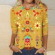 thumbnail image 2 of Camisetas Casuales de las Mujeres de Moda Impresa 3/4 Mangas Blusa Cuello Redondo para el Hogar Y Diario, 2 of 4