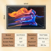 rayapodo 21.5 inch commercial android tablet, touchscreen monitor with rockchip rk3568 and android 11, universal wall mount, white