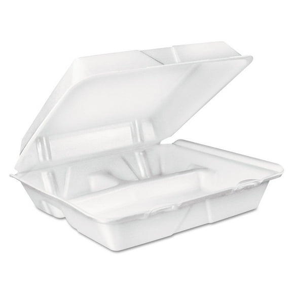 Dart 3-comprtmt Large Foam Closing Carryout Trays