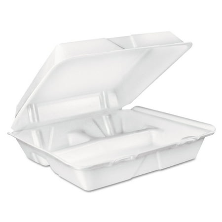 Dart 3-comprtmt Large Foam Closing Carryout Trays