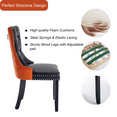 thumbnail image 4 of PU Leather and Velvet Dining Chairs, Upholstered Dining Room Chairs with Ring Pull Trim & Button Back, Luxury Tufted Dining Chairs for Living Room, Bedroom, Kitchen(Black+Orange Set of 2), 4 of 10