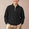 thumbnail image 6 of 1/4 Zip Pullover Kids Lapel Collar Sweatshirt Loose Fit School Casual Long Sleeve Tops for Boys Girls 3-15Y (9-10 Years, Black), 6 of 8