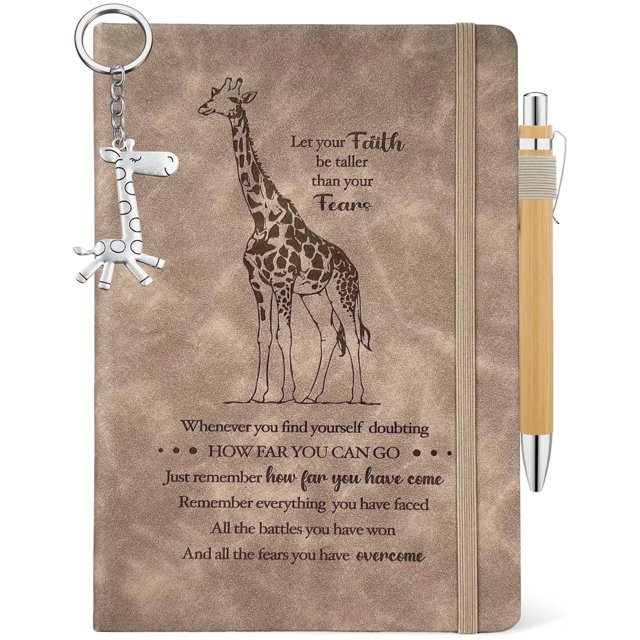 Regalos para Amantes de las Jirafas, Diario de Jirafa de 200 Páginas, Cuaderno Grabado A5 Rayado con Bolígrafo, Regalo Novedoso de Jirafa, Regalo Temático Reflexivo de
