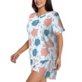 thumbnail image 2 of "Wukai Sea Turtle Women's Pajama Set - Short-Sleeve Top and Shorts with Elastic Waistband and Pockets for Loungewear, Yoga, and Casual Wear-, 2 of 8