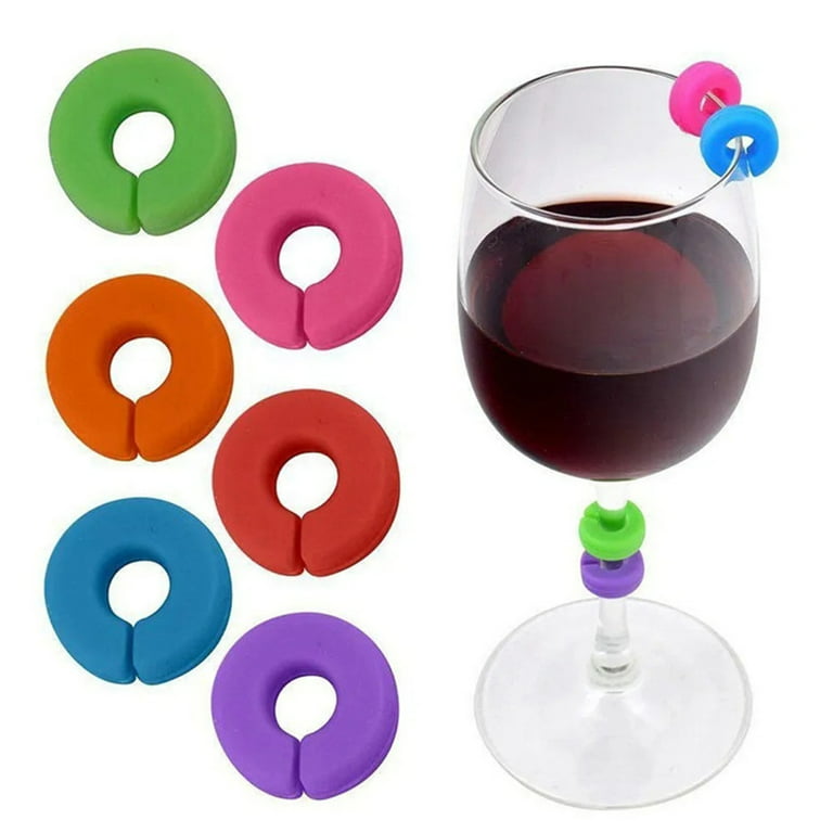 Wine Glass Markers Set of 12 Mini Circle Silicone Drink Glass Charms Tags  Recognizer Cup Labels Signs for Party Bar 
