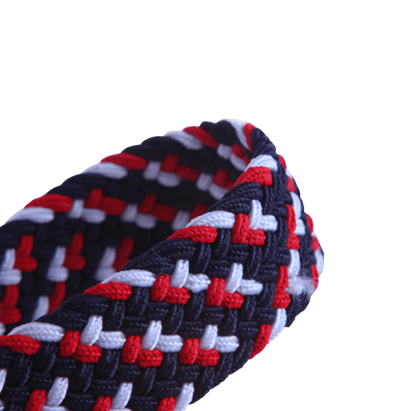Mens Elastic Braided Web Belt Woven w// Leather Accents and Silver Square Buckle