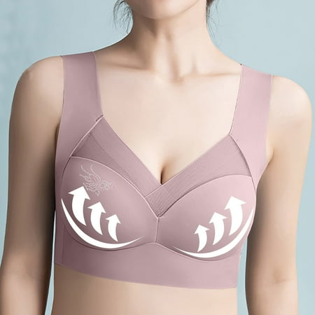 Juslio Minimizer Bras for Women Full Coverage Athletic Lace Wirefree Solid Vest Breasted Bra