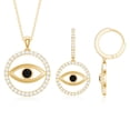 thumbnail image 3 of Rosec Jewels Black Onyx Evil Eye Pendant and Earrings Set - AAA Quality - Black and White Jewelry Set for Women - Ready to Gift, 18K Yellow Gold, 3 of 8