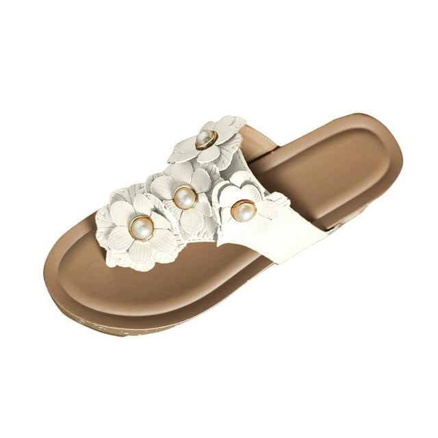 VEKDONE Sandales de Plage pour Femmes Sandales à Talon Compensé Polyvalentes Décontractées à Fleurs Printemps et Été