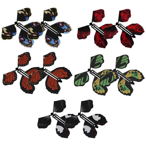 10 Pieces Magic Flying Butterfly Rubber Band Powered Butterfly Wind Up Toy