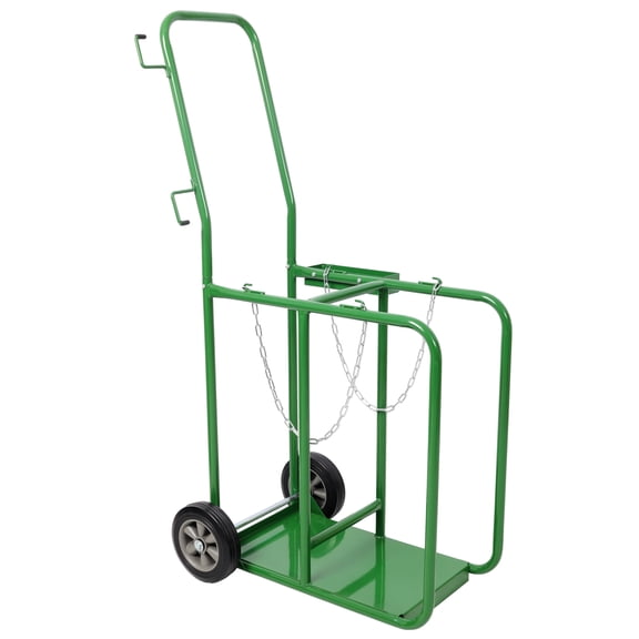 CQSXDA 440lbs Cylinder Cart, Welding Tank Hand Truck for Oxygen & Acetylene, Large Dual 9.5" Dolly with 8" Solid Rubber Wheels, Green