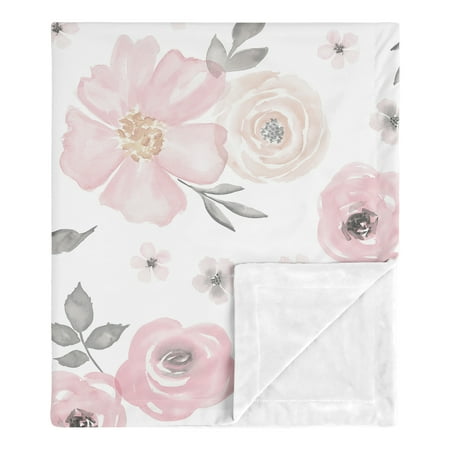 UPC: 0846480069638 | Watercolor Floral Pink Baby Security Blanket by Sweet Jojo Designs