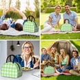 thumbnail image 6 of Green and White Checkered Pattern Insulated Lunch Bag,Leakproof Large Capacity Lunch Box for Work,Picnic or Travel,11.4 X 6.7 X 8.3 Inches, 6 of 6