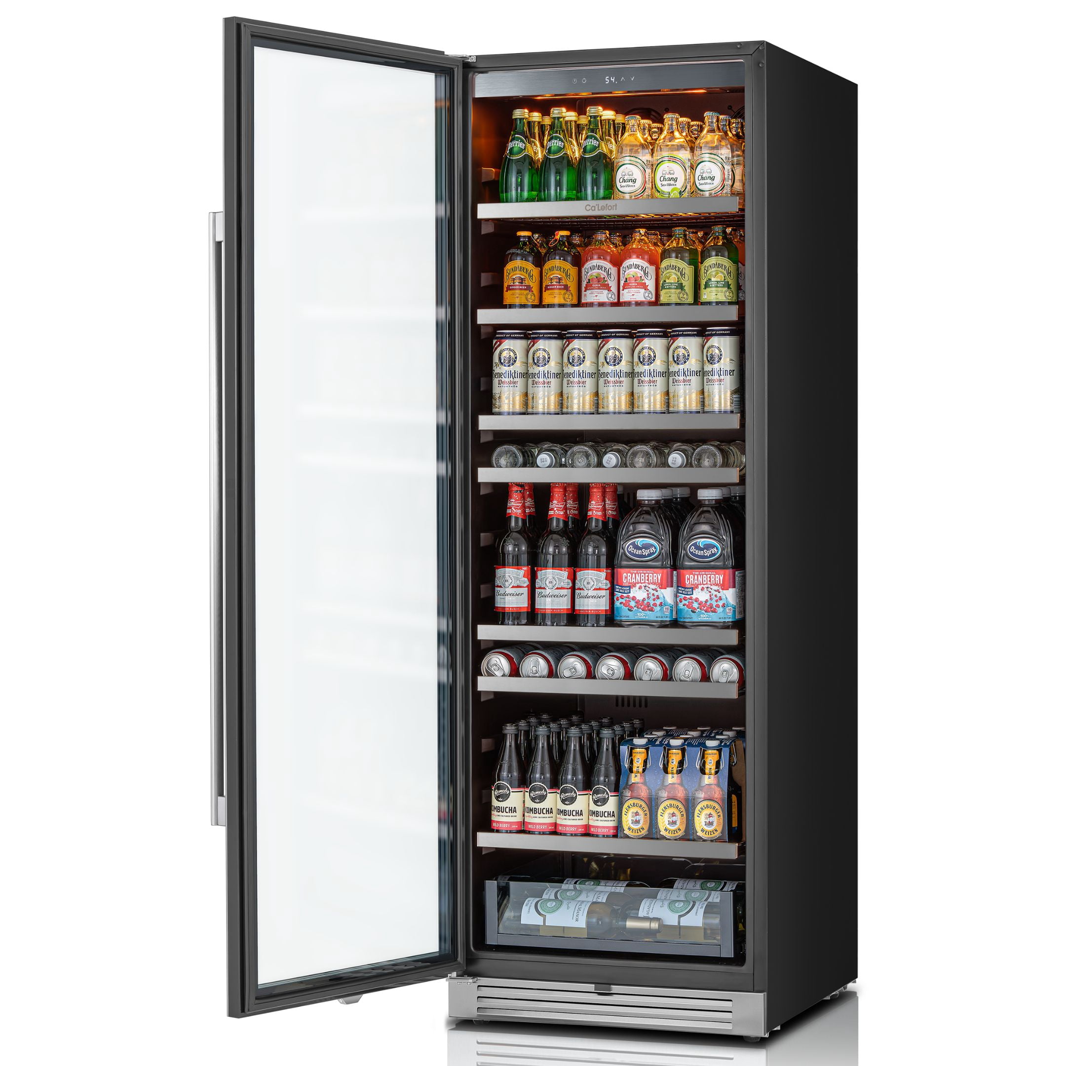 Calefort 373 Cans Beverage Refrigerators,Freestanding or Built-In Beverage Cooler with 3 Color LED Light for Home,Bar,Office