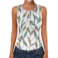 thumbnail image 2 of Floral Print Henley Tank Tops for Women, Sleeveless Ribbed Knit Button Up Casual Summer Slim Fit Tops Blue XL, 2 of 4