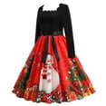 thumbnail image 2 of Robe Vintage Rockabilly Patchwork pour Femmes, Robe de Fête de Noël avec Nœud, 2 of 7