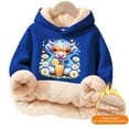 thumbnail image 4 of Toddler Girls Graphic Hoodie Long Sleeved Hooded Sweatshirt Pullover with Cute Print Designs Trendy Fall Outfits Size 3-4T , Blue, 4 of 5