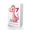 thumbnail image 2 of 7th Birthday Card Cute Pink Baby Dinosaur Cartoon Kids Age 7 Year Old Child For Son Daughter Girl Boy Happy Card, 2 of 3
