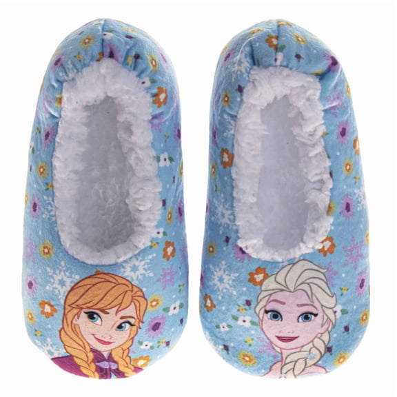 Disney Frozen Elsa Slippers for Girls, Elsa Design Comfortable Cozy Indoor Soft (Toddler Little Kid), Blue, Size: 11-12