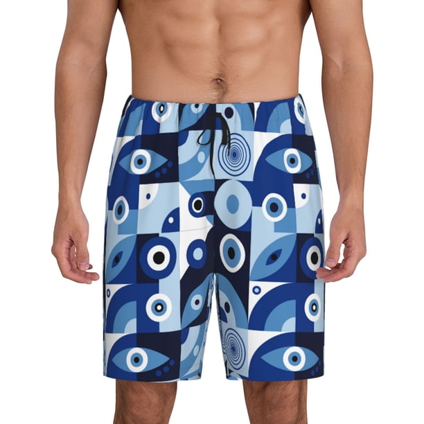 Fotbe Evil Eye Pantalones Cortos de Pijama para Hombre, Ropa de Dormir, Pantalones de Pijama Cortos para Hombre-Large