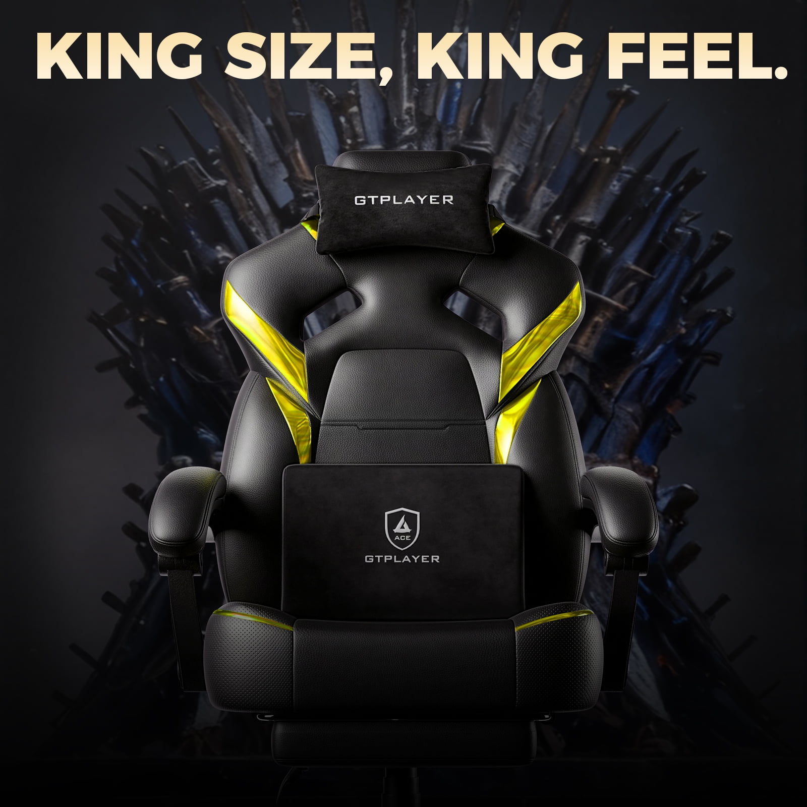 GTPLAYER Gaming Chair Office Chair PU Leather with Adjustable Headrest and Lumbar Pillow, Yellow