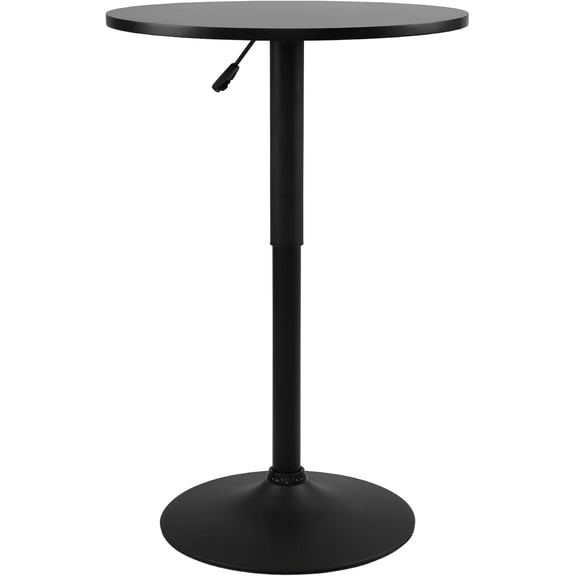 GLZ'HOME Round Pub Table, Height Adjustable Bar Table, 360 Swivel Top, Cocktail Table with Black Metal Base for Bar, Bistro, Café, Full Black