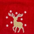 thumbnail image 4 of Serafina Home Christmas Hand Towels for Bath– Set of 2 Red Plush 100% Cotton Embroidered Gold Reindeer & White Snowflakes Design – 25 x 16” Decorative Bath & Kitchen Towels, 4 of 9