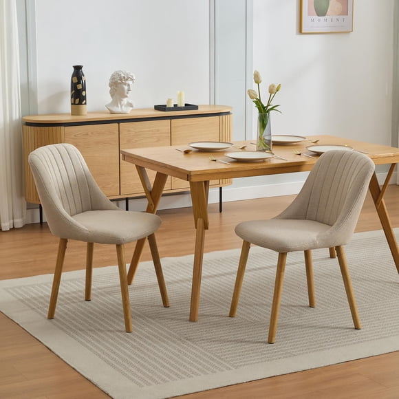 BeesClover Set of 2 Mid - Century Modern Dining Chairs with Upholstered Cushion Seat & Back, Contemporary Fabric Armless Accent Chairs for Kitchen,Chair,Modern