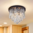 thumbnail image 1 of 11" 5 Light Tiered Crystal Flush Mount Ceiling Light with Oil Rubbed Bronze Finish, 1 of 12