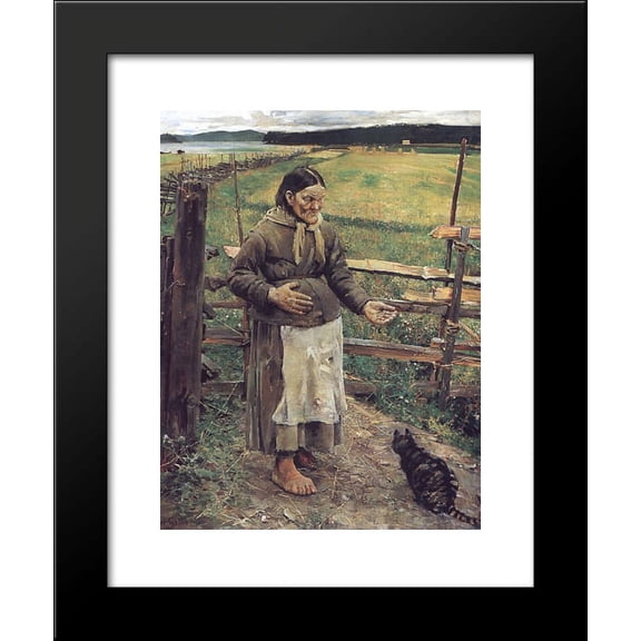 Old Woman With a Cat 20x24 Framed Art Print by Akseli Gallen-Kallela