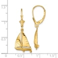 thumbnail image 3 of 14k Yellow Gold 3D Sailboat Leverback Earrings, 3 of 7