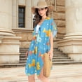 thumbnail image 3 of Beach Vacation Clothes Kimono Cardigan Loose Swimsuit Cover Up for Women Happy Fish on Sea M, 3 of 6