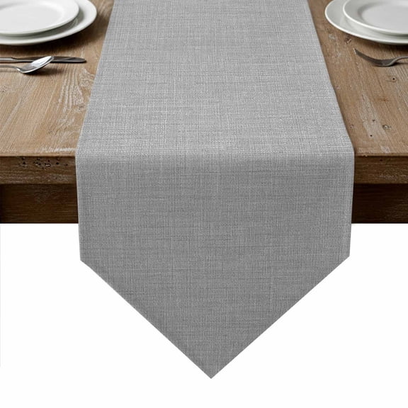 Grey Burlap Texture Table Runner Linen Burlap Table Runner 120 Inches Long Farmhouse Vintage Gray Dresser Scarves for Kitchen Island Coffee Dining Room Party Wedding Holiday Decoration 13"x120"