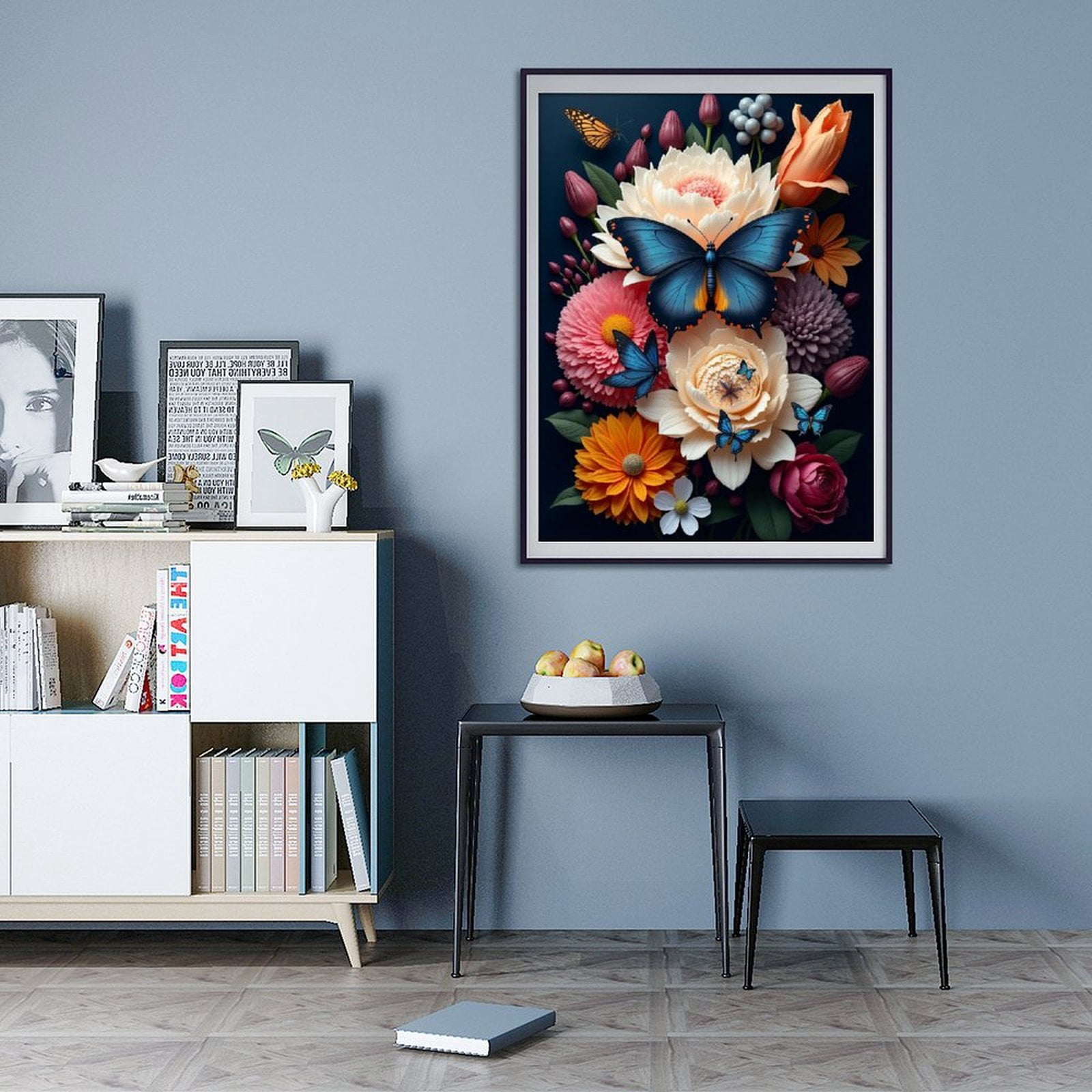 Diamond Art Kit for Adults, Classic Butterfly Flower Print No.68 Diamond Painting for Adults Beginners, 5D DIY Diamond Art Painting Kits, Colorful Diamond Painting Craft for Home Decor 12x16