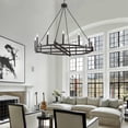 thumbnail image 3 of ACROMA  12-light 41In Farmhouse Black Geometric Wheel Chandelier - N/A Aged Zinc Satin, Matte Adjustable, Over 60 Inches Painted, 3 of 5