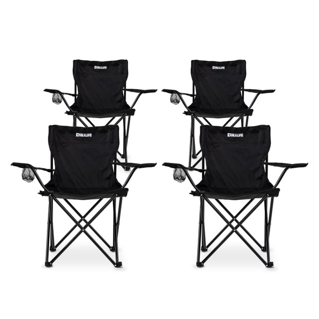 Sillas Camping y Playa Plegable Portatil Duralife 4 Piezas Negro