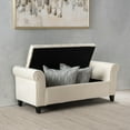thumbnail image 5 of Ivory Velvet Storage Ottoman Bench with Button Tufted Diamond Stitch, Rolled Arms, & Lid Stay Hinges - Contemporary Style Storage Bench for Living Room, Bedroom, Entryway, 5 of 9