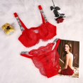 thumbnail image 1 of Rhinestone Conjunto De Lencería Rosa Cómodo Push-up Sujetador Bragas 2 Piezas Sexy Panty Setpangjing, 1 of 4