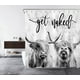 thumbnail image 2 of Cortina de ducha Farmhouse Highland Cow con ganchos, divertido toro salvaje occidental sobre fondo de mármol gris moderno, cortina de baño desnuda, cortina de baño de tela de poliéster impermeable de JAMW Sencillez, 2 of 5