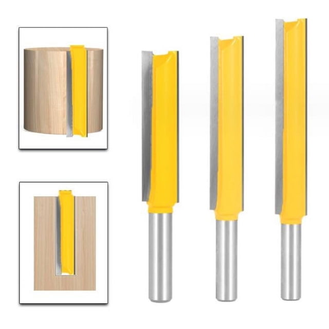 Embouts de Routeur Flush Trim, Ensemble de 3 Pcs en Carbure avec Diamètre de Tige Extra Long pour Rainure de Menuiserie, Outils à Double Flûte Offrant une Surface Propre sur Mdf et Contreplaqué