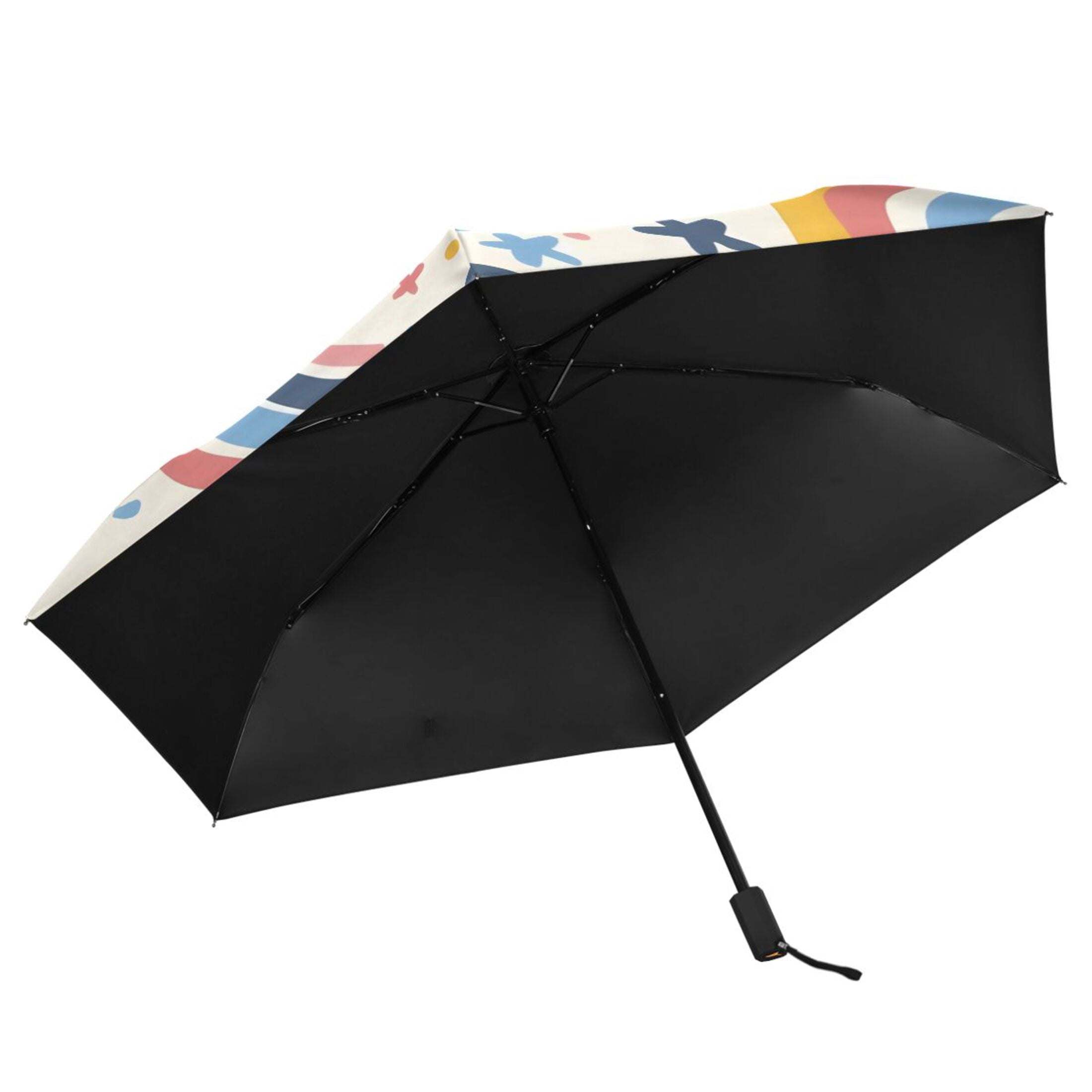 Rainbows Clouds Stars Sun Doddle All Weather Umbrella Triple Folding Parasol 6 Ribs UV Protection Portable