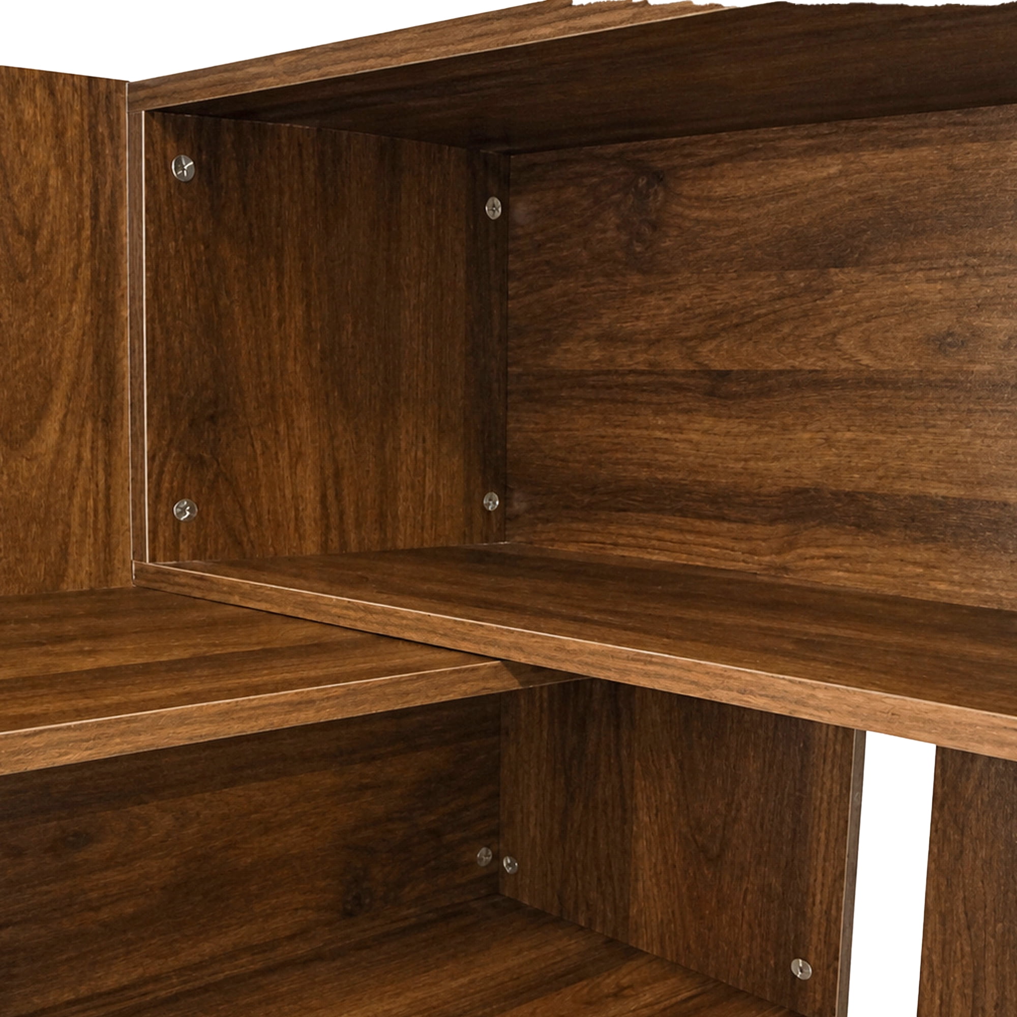 63"Tall Modular Bookshelf, 5-Tier Staggered Open Shelf Bookcase, Asymmetric Storage Display Rack