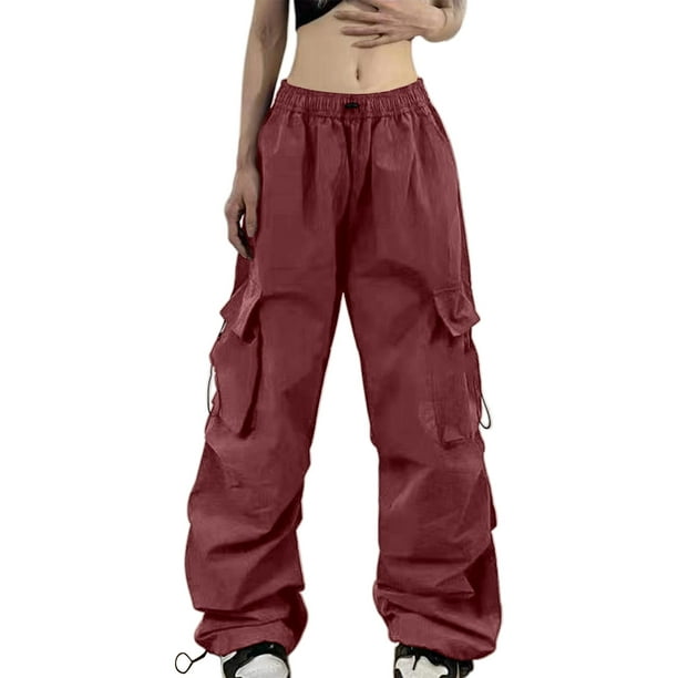 Pantalones cargo paracaidistas holgados de verano para mujer: estilo urbano vintage, diseño con múltiples bolsillos, poliéster transpirable