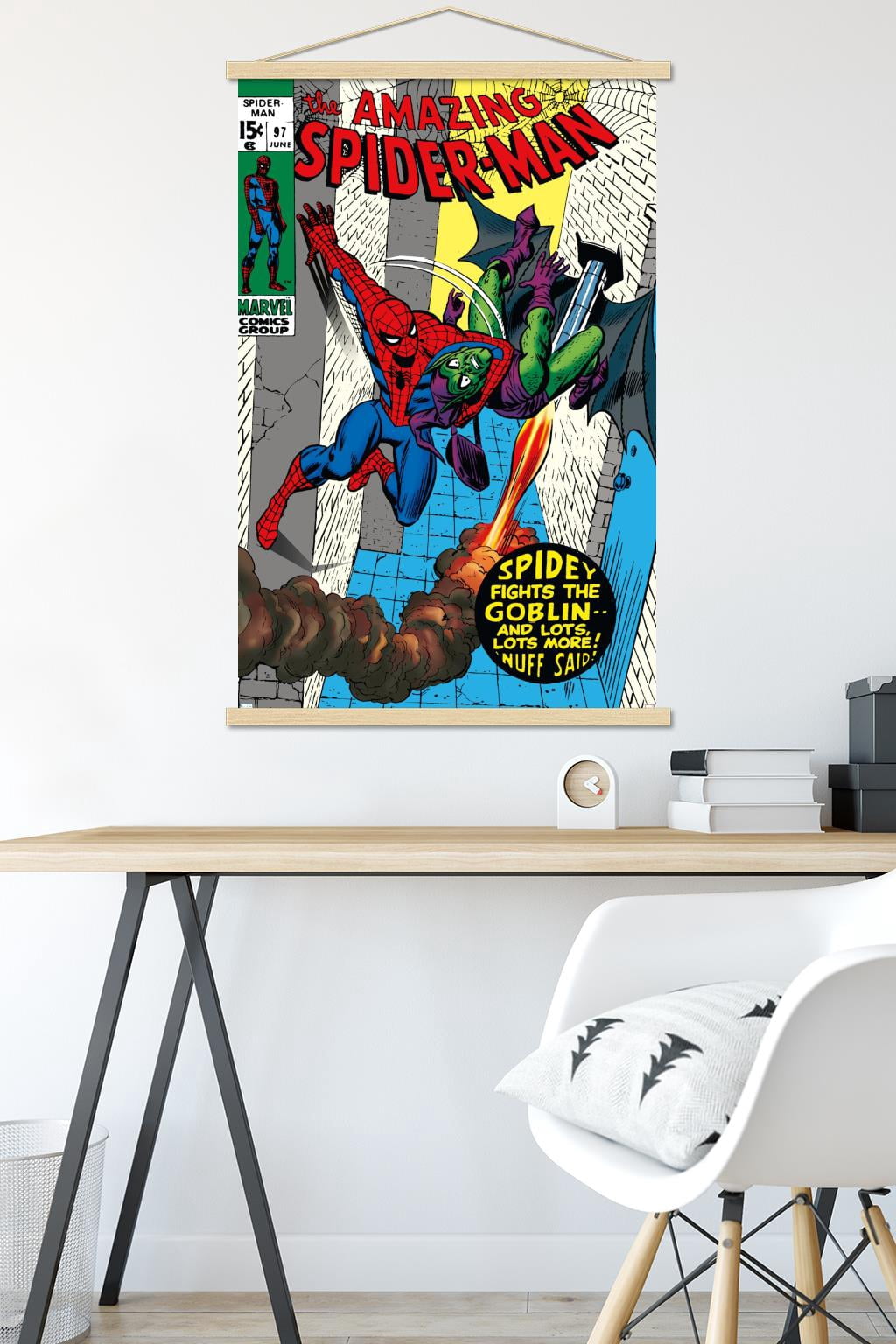 Marvel Comics - Green Goblin - The Amazing Spider-Man #97 Wall Poster with Wooden Magnetic Frame, 22.375" x 34"