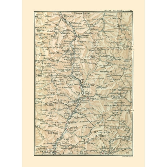 Historic Map - Italy Northwest Towns - Bertarelli 1914 - 23 x 31.27 - Vintage Wall Art